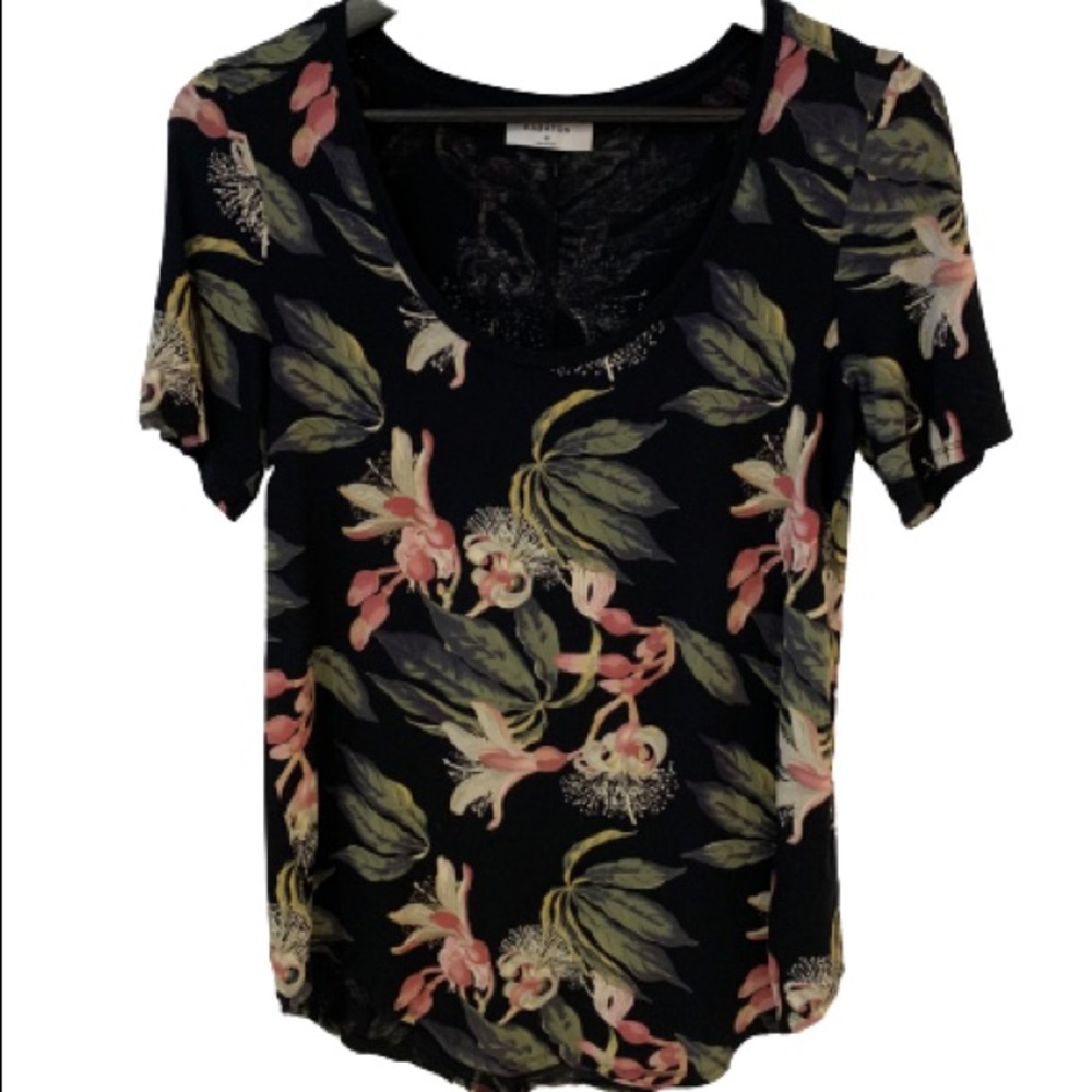 Aritzia Babaton Floral Sami T-Shirt Black